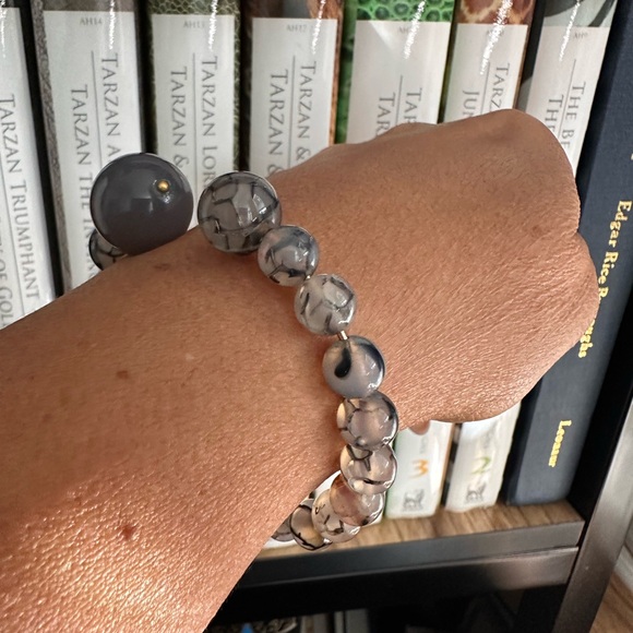 DRAGON VEINS + GREY AGATE  STONES BRACELET Size 6” up to 6.5” - Picture 11 of 12